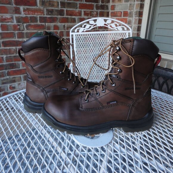 RED WING Brown Leather King Toe Waterproof Men's Lace Up Hiking Boots Size 8.5 - Picture 3 of 8